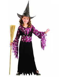 Čarodějnický kostým s kloboukem pro dívky Halloween, Velikost: 4-6 let (110-120 cm)