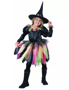 Dětský halloweenský čarodějnický kostým, Velikost: 4-6 let (110-120 cm)