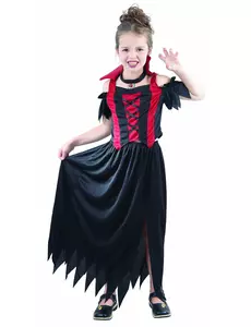 Červený upírský kostým pro dívky Halloween, Velikost: 4-6 let (110-120 cm)
