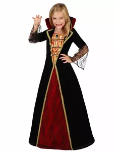Elegantní kostým upírky pro dívku Halloween, Velikost: 5-6 let (115/130 cm)