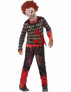 Dětský zombie klaunský halloweenský kostým, Velikost: 7-9 let (130/143 cm)