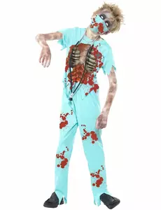 Zombie doktor kostým pro děti Halloween, Velikost: 7-9 let (130/143 cm)