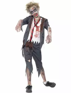 Zombie kostým školáka pro chlapce Halloween, Velikost: 7-9 let (130/143 cm)