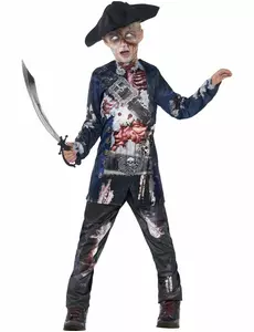 Zombie pirátský kostým pro chlapce Halloween, Velikost: 4-6 let (115/128 cm)