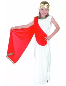 Červený drapovaný kostým římské bohyně pro dívky, Velikost: 4-6 let (110-120 cm)