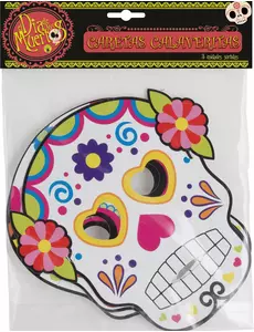 3 různé kartonové masky Dia de los muertos pro dospělé Halloween