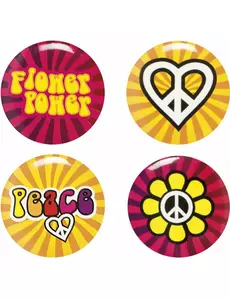 4 hippie odznaky Flower Power