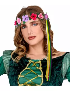 Vícebarevný květinový věneček do vlasů pro hippie vílu/elfa