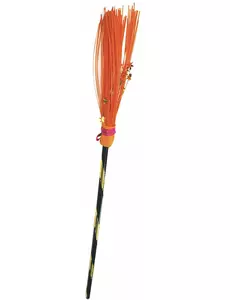 Oranžové čarodějnické koště 95 cm