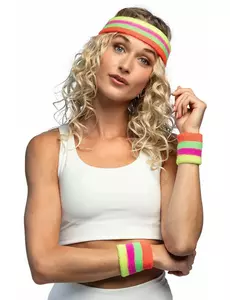 Sada 80’s – vícebarevná čelenka a potítka pro dospělé