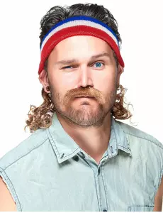 Čelenka mullet modrá, bílá a červená pro dospělé