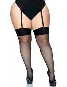 Černé síťované punčochy – plus size