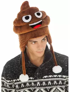 Čepice s emoji hovínka