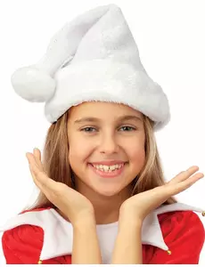 Dětská bílá a stříbrná Santa čepice