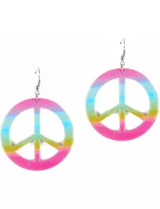 Vícebarevné plastové náušnice peace and love pro dospělé