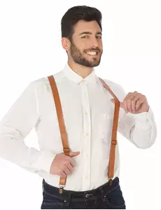 Hnědé šle z imitace kůže pro dospělé
