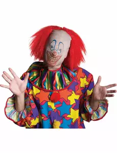 Klaunská kapuce s vlasy pro dospělé Halloween
