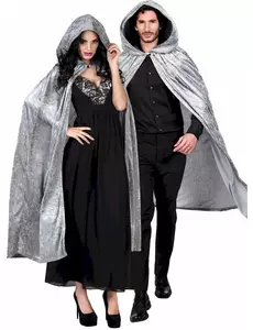 Šedý plášť se sametovým vzhledem 170 cm pro dospělé Halloween