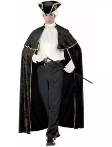 Svůdný benátský plášť s černým jabotem pro dospělé