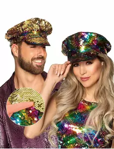 Oboustranná kšiltovka pro dospělé – duhová/zlatá s flitry