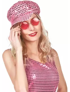 Růžová flitrovaná disco čepice pro dospělé