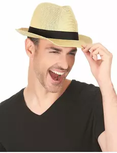 Ecru borsalino klobouk s černou stuhou pro dospělé
