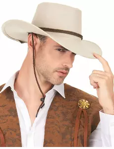 Luxusní béžový semišový kovbojský klobouk pro dospělé