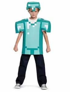 Kostým brnění Minecraft pro děti, Velikost: 7-8 let (124 - 136 cm)