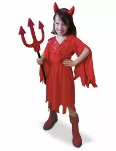 Kostým červeného ďábla pro dívky, Velikost: 7-8 let (122 to 128 cm)