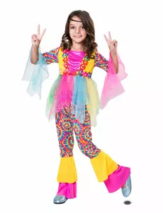 Hippie tylový kostým pro dívky, Velikost: 5–6 let(110–122 cm)