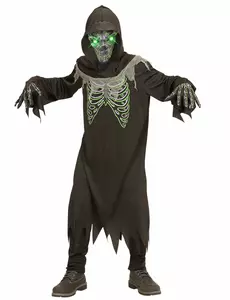 Černo-zelený kostým grim reaper pro děti, Velikost: 5-7 let (128 cm)