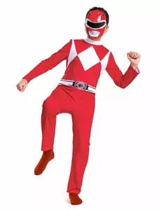 Klasický dětský kostým Power Rangers – červený, Velikost: 7–8 let(124–136 cm)