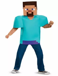 Klasický kostým Minecraft Steve pro děti, Velikost: 5-6 let (109 - 126 cm)