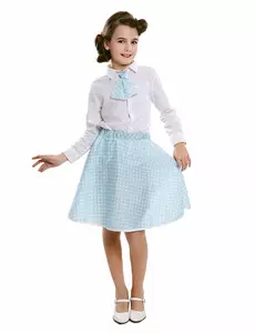 Světle modrá sukně pin-up dívky s kravatou, Velikost: 3-4 let (92-104 cm)