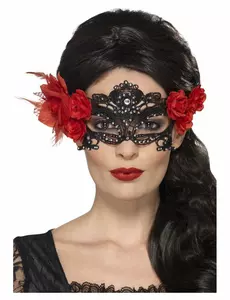 Černá krajková maska pro dospělé – Day of the Dead
