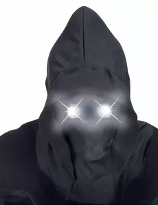 Bílá „Invisible Face“ kapucová celoobličejová maska s svítícíma očima pro dospělé