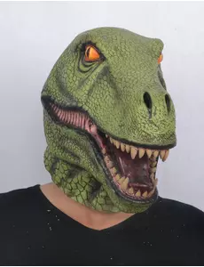 Latexová maska zeleného dinosaura pro dospělé