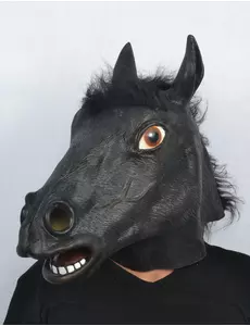 Latexová maska černé koňské hlavy pro dospělé