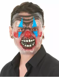 Průhledná maska děsivý klaun dvoubarevná pro dospělé