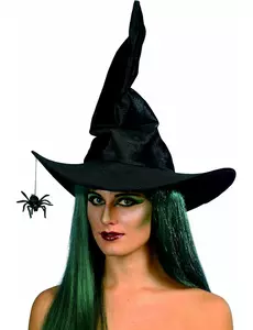 Černý čarodějnický klobouk s pavoukem pro ženy Halloween