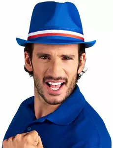 Modrý gangsterský klobouk pro fanoušky Francie