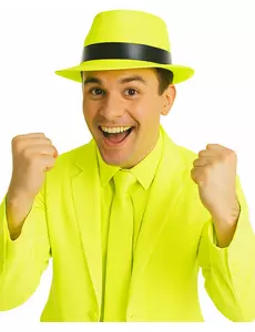 Neonově žlutý gangster klobouk pro dospělé