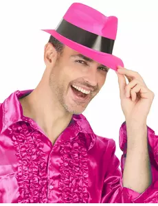 Neonově růžový gangster klobouk pro dospělé