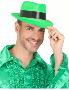 Neonově zelený gangster klobouk pro dospělé
