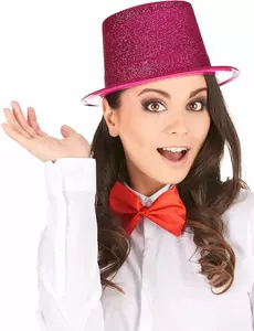 Fuchsiový plastový cylindr s třpytkami pro dospělé