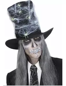 Halloweenský cylindr s pavučinou pro dospělé