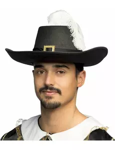 Černý mušketýrský klobouk pro dospělé