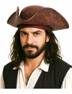 Pirátský klobouk s efektem hnědé kůže pro dospělé
