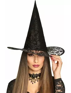 Krajkový čarodějnický klobouk pro dospělé Halloween