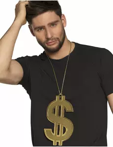 XL zlatý dolarový náhrdelník 24 cm pro dospělé